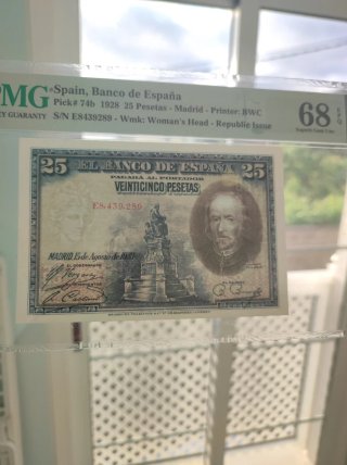 25 Pesetas España 1928 PMG 68 EPQ