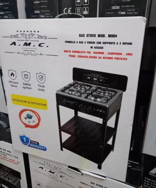 Fornello a Gas AMC M004 4 Fuochi con Ripiani