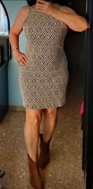 Vestido Mango Geométrico Negro y Blanco