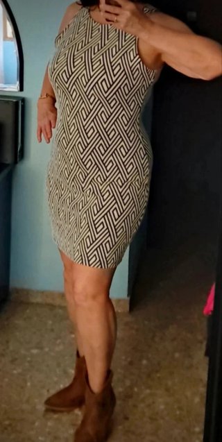 Vestido Mango Geométrico Negro y Blanco