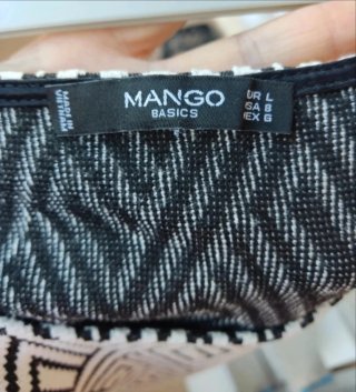 Vestido Mango Geométrico Negro y Blanco