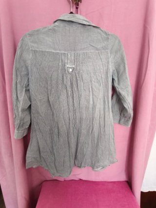 Camisa às riscas Azul e Branca manga a 3/4