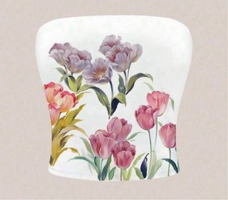 Top blanco floral sin tirantes