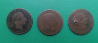 Monete Peseta Perra Gorda e Perra Chica del XIX secolo