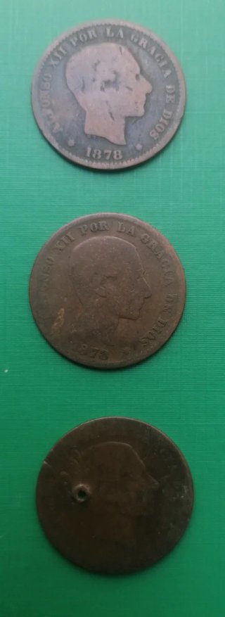 Monete Peseta Perra Gorda e Perra Chica del XIX secolo