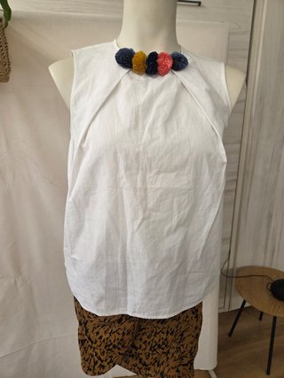 Conjunto Zara Top Blanco y Falda Estampada