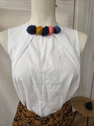 Conjunto Zara Top Blanco y Falda Estampada