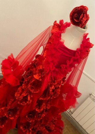 Vestido de Novia Rojo Flores 3D