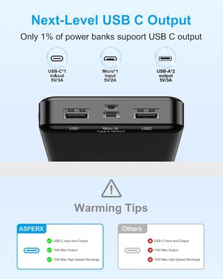 2x Power Bank AsperX 15000mAh Nuevo