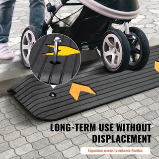 Rampa de Umbral de Goma Mejorada, Rampa para Sillas de Ruedas de 1" de Elevación para Puertas, Rampa de Bordillo Natural con Capacidad de Carga de 33069 lbs, Rampa de Bordillo de Goma con Superfic...