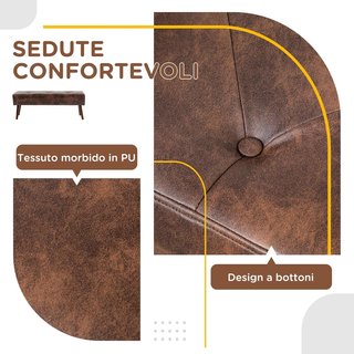 Banco da Camera da Letto, Pouf Imbottito con Rivestimento in PU, 114X38X42Cm, Marrone