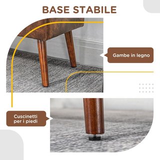 Banco da Camera da Letto, Pouf Imbottito con Rivestimento in PU, 114X38X42Cm, Marrone