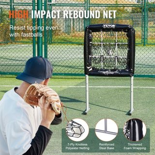 Red de béisbol de 9 agujeros, equipo de entrenamiento de béisbol y sóftbol de 28"x27" para práctica de bateo y lanzamiento, ayuda de entrenador ajustable en altura de alta resistencia con zona de ...
