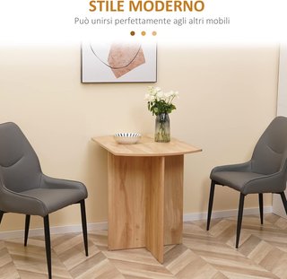 Tavolo da Pranzo Pieghevole per Cucina e Soggiorno in Legno 90X60X74Cm, Rovere