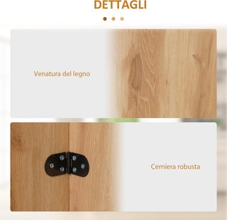 Tavolo da Pranzo Pieghevole per Cucina e Soggiorno in Legno 90X60X74Cm, Rovere