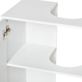 Mueble Bajo Lavabo Baño Inserto en Bambú, Mueble de Baño Sottolavandino Con Puertas de Madera Blanca, 60X30X60.5Cm