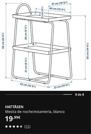 Mesa auxiliar IKEA Hattasen blanca