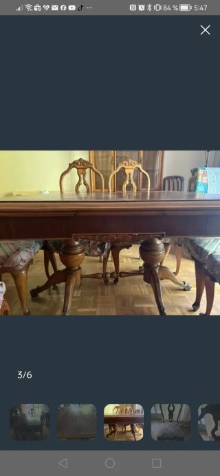 Mesa comedor vintage y 6 sillas