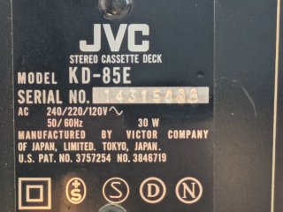 JVC KD-85 Stereo Cassette Deck Super ANRS