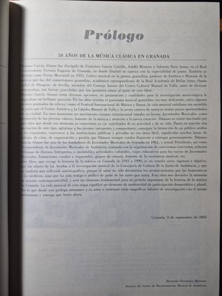 50 Años de Música Clásica en Granada 1941 - 1990