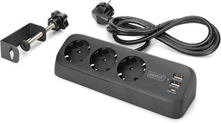 DIGITUS Regleta 3xSchuko 2x USB-A 1x USB-C Negro