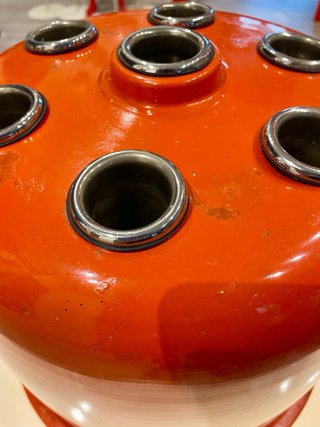Paragüero metal naranja-cromo, diseño