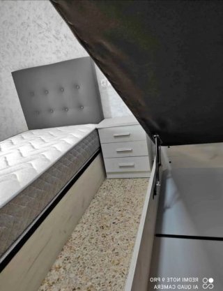 Canapé a ribalta in legno con 4 angoli arrotondati in legno massello da 3 cm con coperchio rinforzato