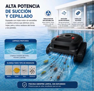 NUEVO Robot Limpiafondos Piscina Inalámbrico