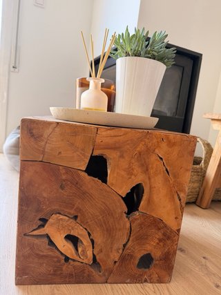 Tavolo ausiliario in radica di teak massello
