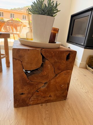 Tavolo ausiliario in radica di teak massello