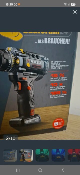 Parkside 12V Taladro Atornillador 80Nm
