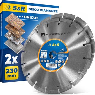 S&R Disco Diamante 230 Hormigón - Juego 2 Discos Tronzador Diamante Amoladora