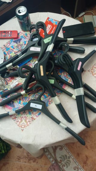 Lote de perchas de plástico con pinzas
