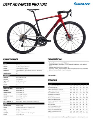 Bicicleta Giant Defy Advanced Pro 1 T.S