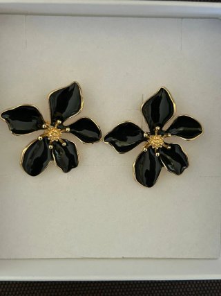 Orecchini donna vintage neri e oro