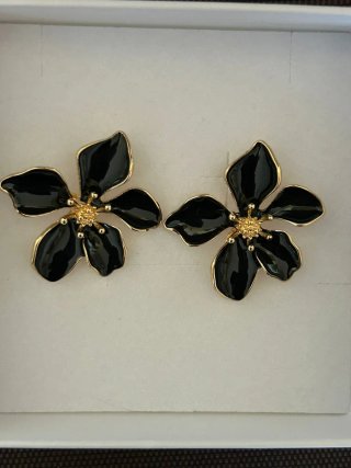 Orecchini donna vintage neri e oro