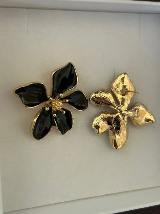 Orecchini donna vintage neri e oro