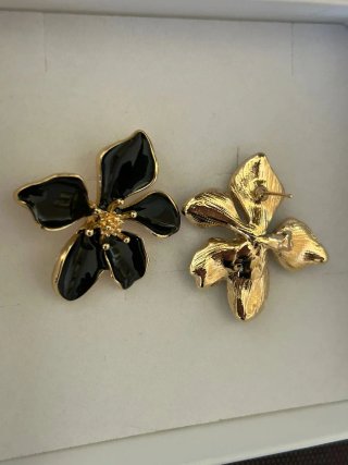 Orecchini donna vintage neri e oro