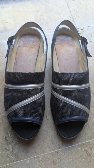Zapatos de mujer azules y plateados