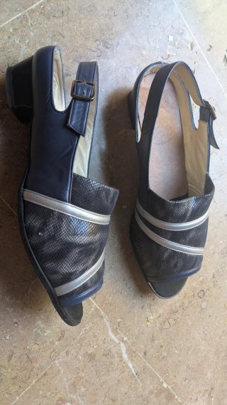 Zapatos de mujer azules y plateados