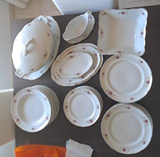 Vajilla Santa Clara Porcelana Flores Doradas