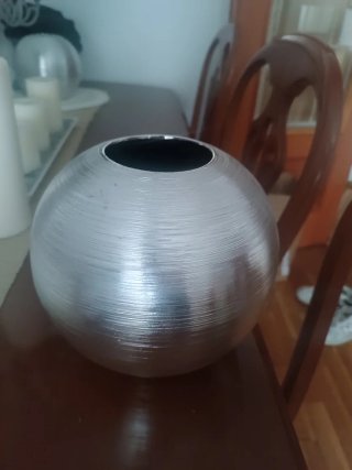 Jarrón esfera plateado
