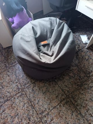 Pouf in tessuto grigio 95x75