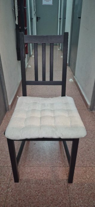 4 Sillas de Comedor Madera y Tela Beige