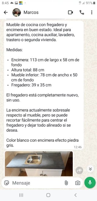 Mueble cocina con fregadero y encimera