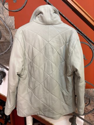 Giacca vintage in vera pelle grigia trapuntata
