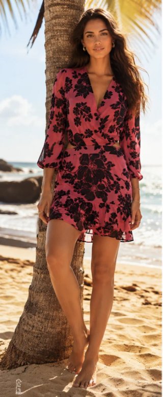 Vestido Morgan floral rosa y negro