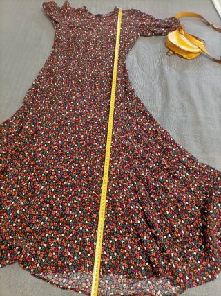 Set vestito floreale + borsetta pelle gialla