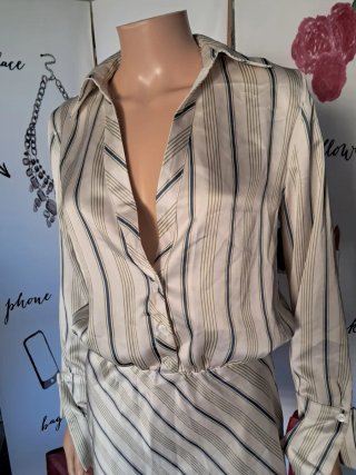 Vestido camisero satinado rayas
