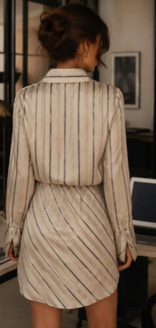 Vestido camisero satinado rayas